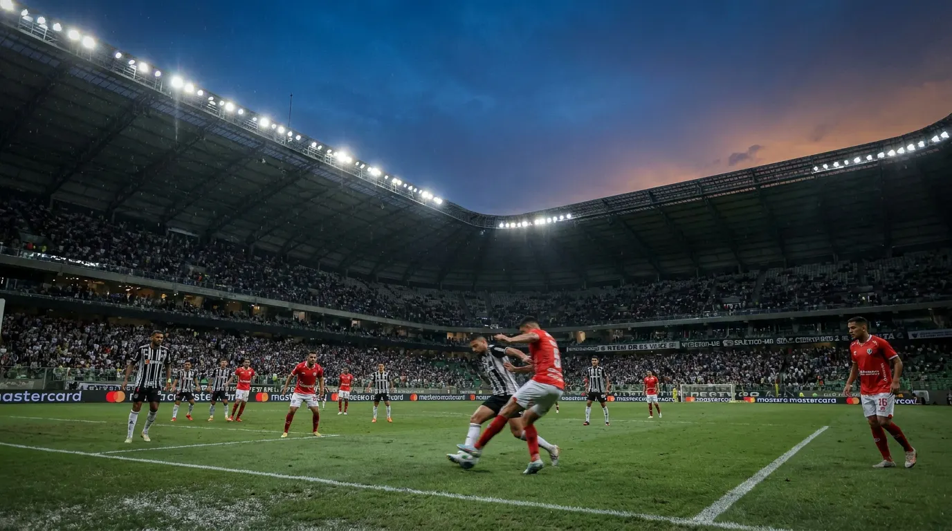 Mateo Cassierra celebrando gol pelo Atlético-MG na Arena MRV durante a Copa Sul-Americana 2026