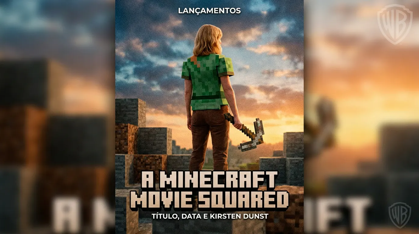 Jack Black como Steve e Kirsten Dunst como Alex diante do portal do Nether em A Minecraft Movie Squared