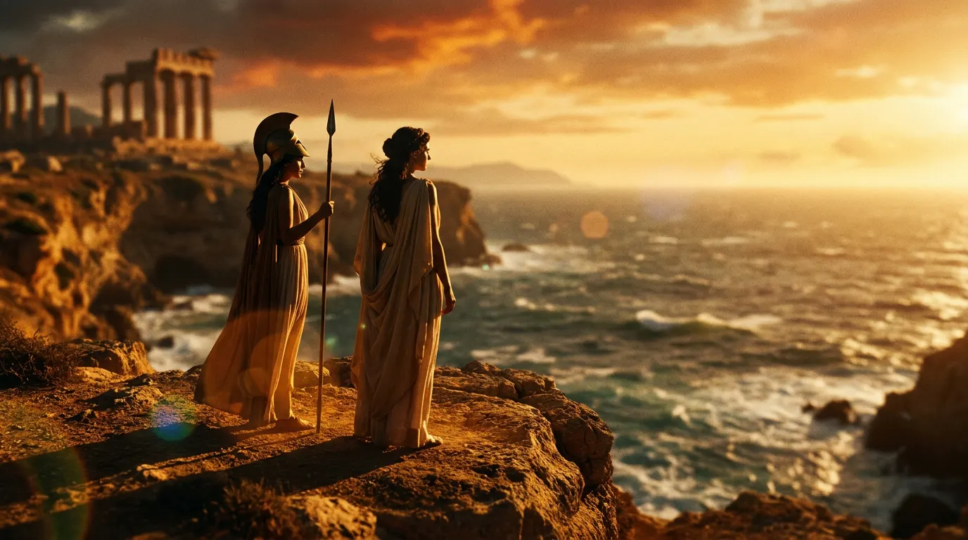 Zendaya como Atena e Anne Hathaway como Penélope em A Odisseia de Christopher Nolan, épico mitológico grego de 2026