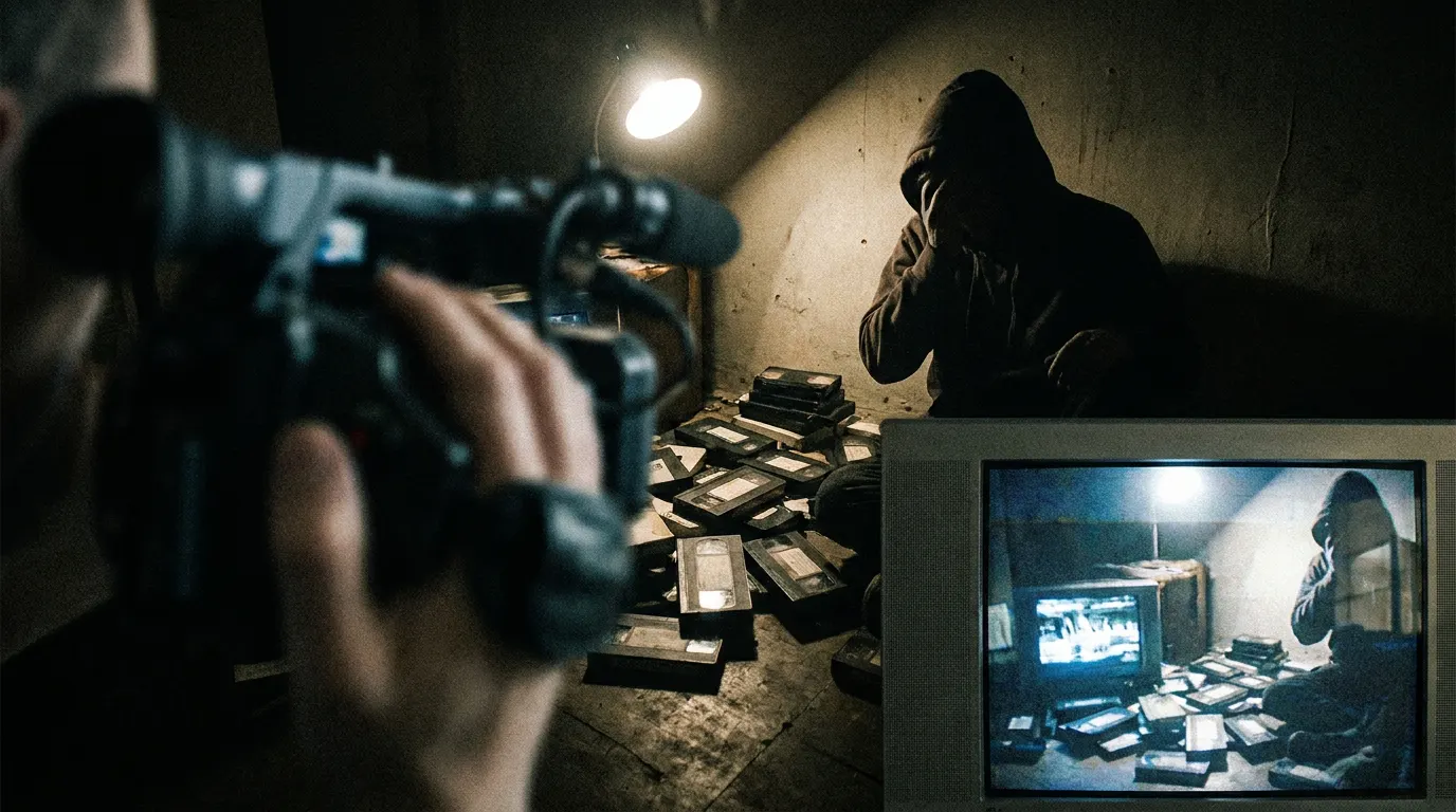 Cena noturna sombria evocando o found footage extremo mexicano Atroz (2015) de Lex Ortega