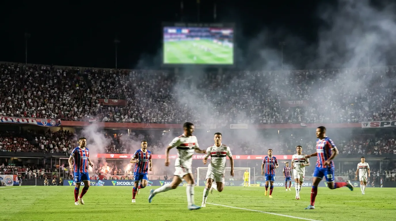 Rogério Ceni na beira do campo da Arena Fonte Nova durante partida do Bahia pelo Brasileirão 2026