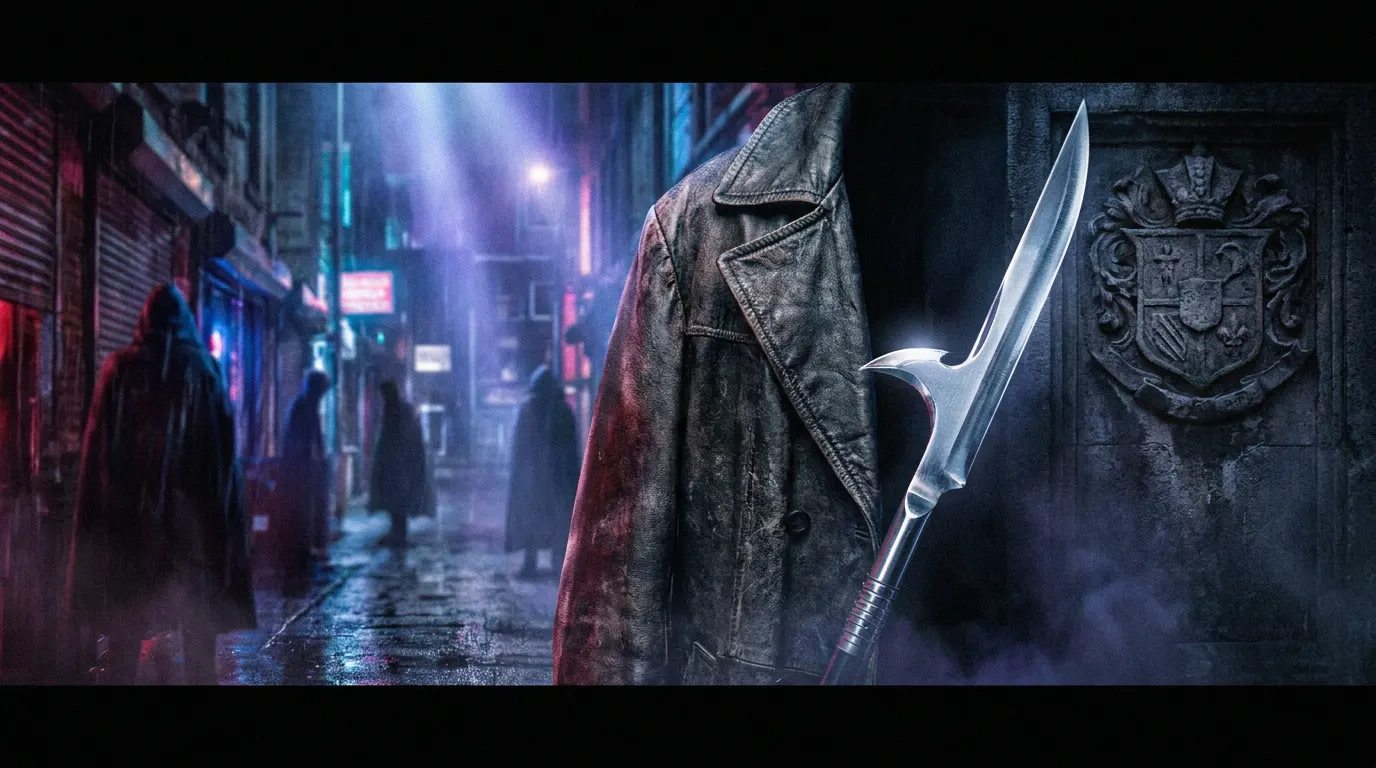 Silhueta de caçador de vampiros em díptico estilo anos 90 e atual, representando o elenco de Blade antes e agora