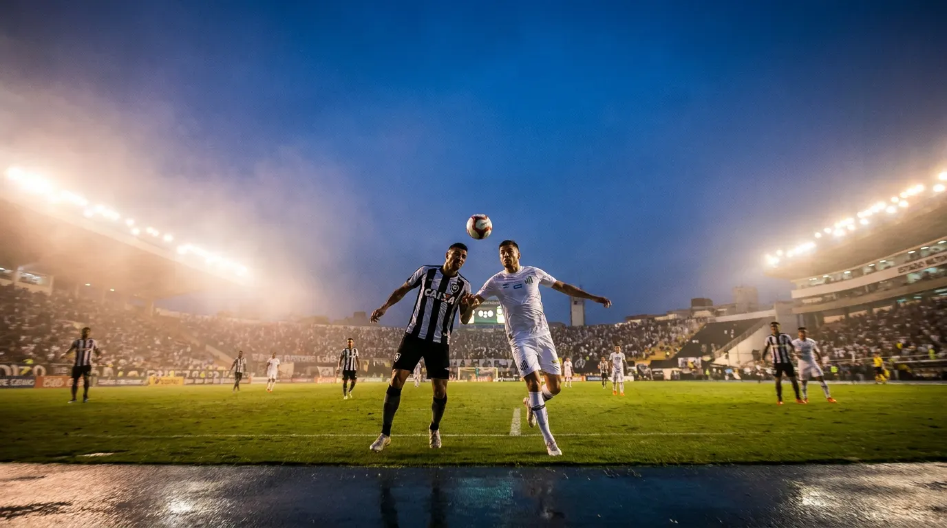 Arthur Cabral comemorando gol no Estádio Nilton Santos pelo Brasileirão 2026 — Botafogo x Santos rodada 19