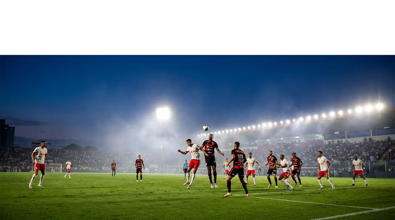 Red Bull Bragantino e Vitória em disputa de bola no Estádio Cícero de Souza Marques pela rodada 16 do Brasileirão 2026
