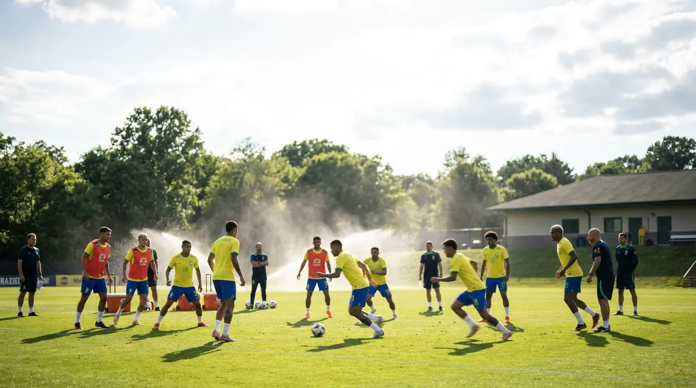 Carlo Ancelotti comanda treino da Seleção Brasileira em Morristown durante preparação para Brasil x Haiti na Copa do Mundo 2026