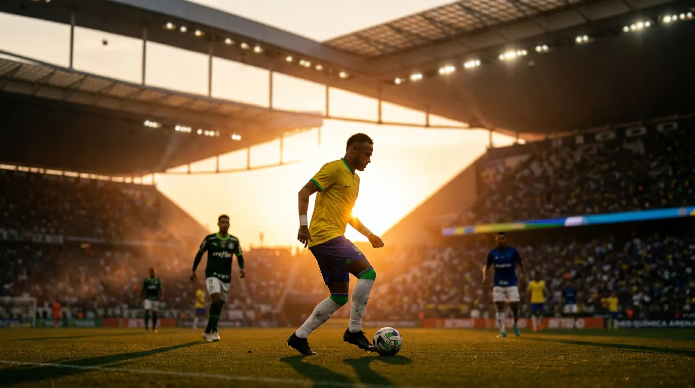 Neymar comemorando gol com a camisa do Santos FC na Neo Química Arena pela 16ª rodada do Brasileirão 2026