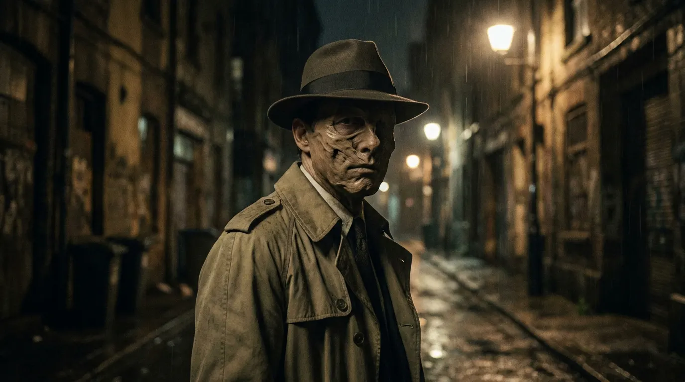 Tom Rhys Harries como Matt Hagen usando máscara protetora com o corpo se transformando em argila viva no body horror da DC Studios Cara-de-Barro