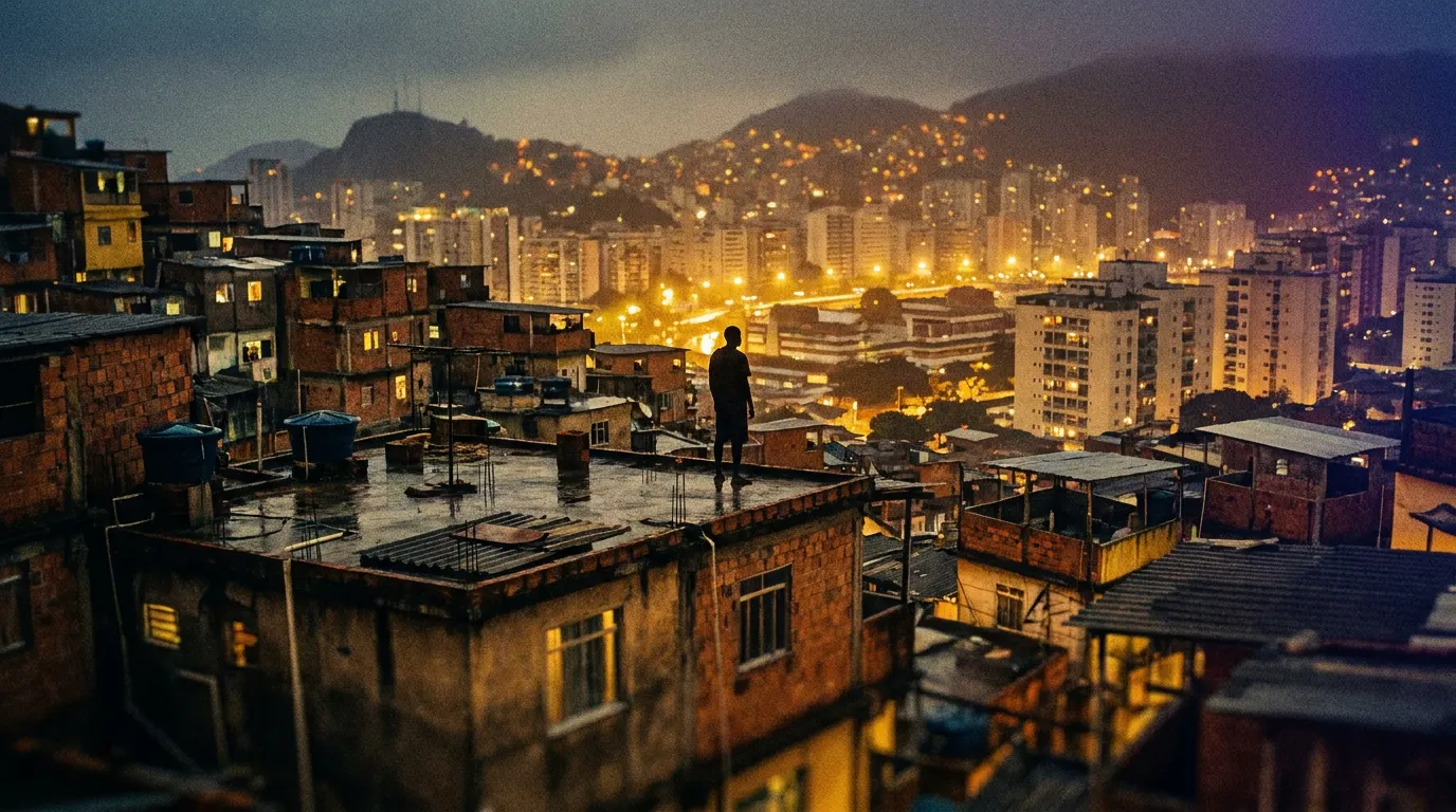 Alexandre Rodrigues como Buscapé fotografando nas vielas da Cidade de Deus na série da Max