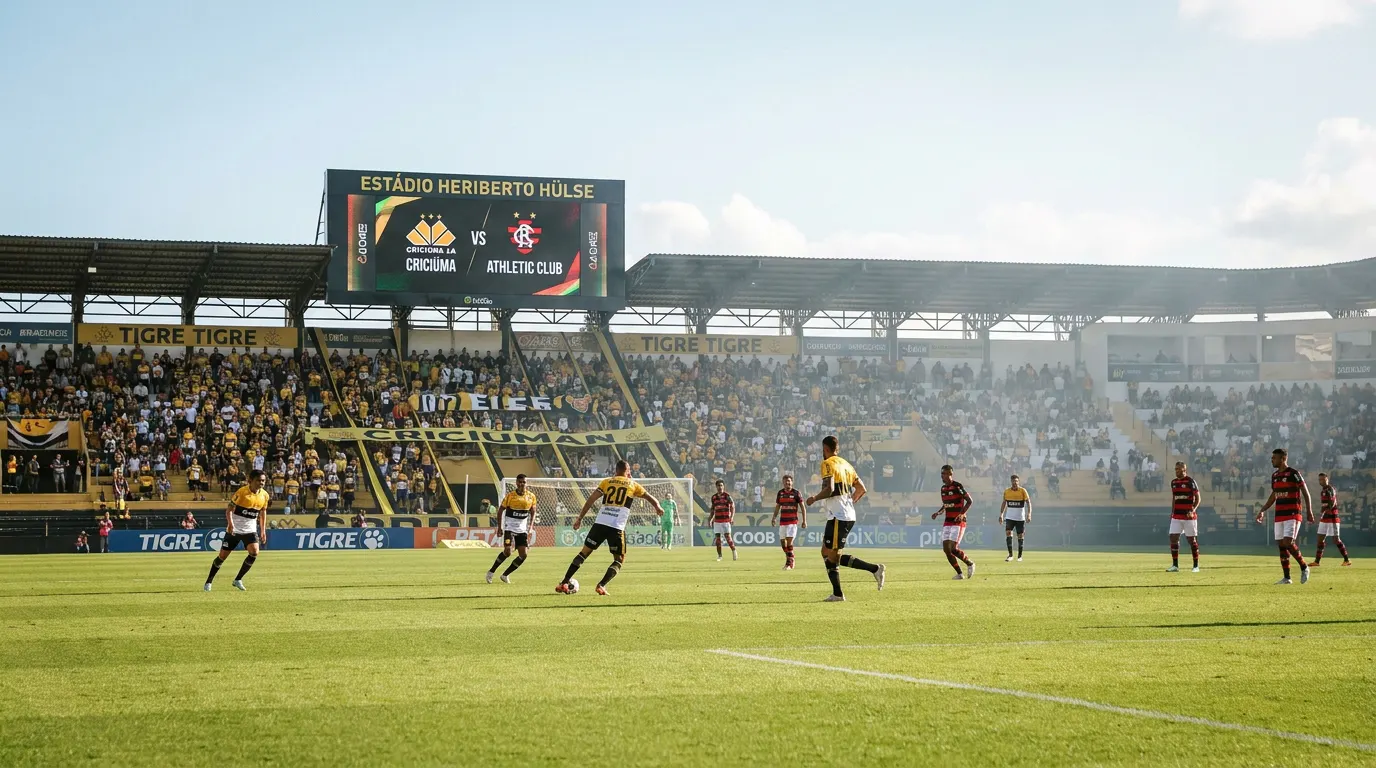 Estádio Heriberto Hülse lotado durante jogo do Criciúma no Brasileirão Série B 2026