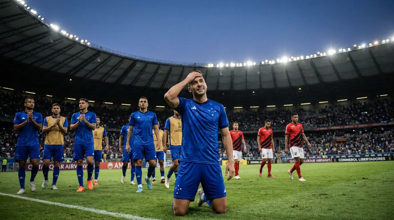 Goleiro Otávio do Cruzeiro em defesa decisiva na Claro Arena pela Copa Libertadores 2026