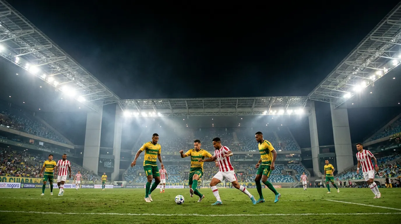Arena Pantanal lotada à noite durante Cuiabá x Náutico pela 29ª rodada da Série B do Brasileirão 2026