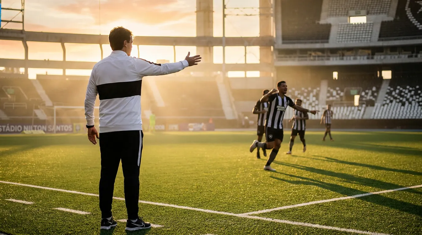 Fernando Diniz observa o gramado sintético do Estádio Nilton Santos após derrota do Corinthians para o Botafogo no Brasileirão 2026