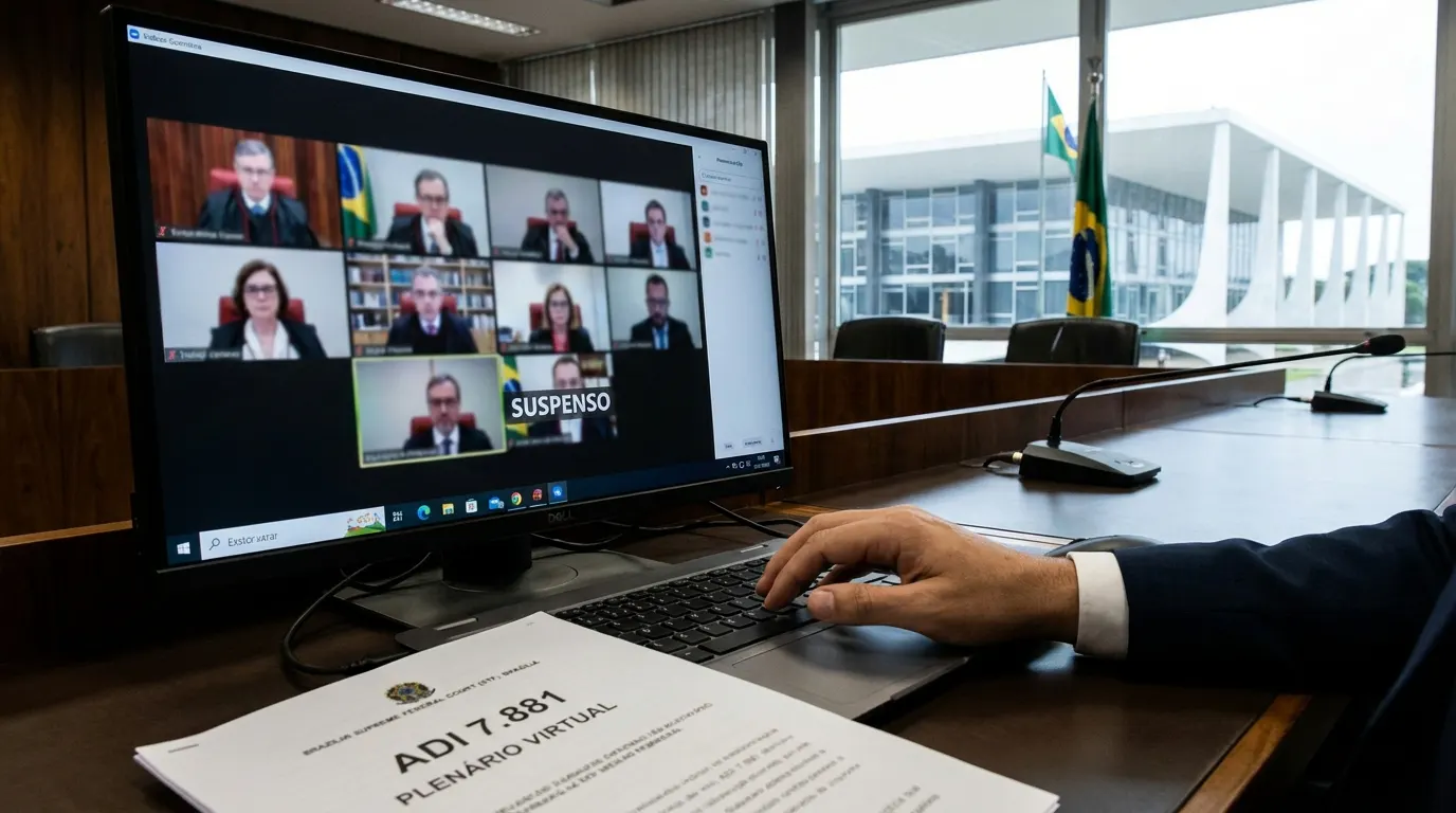 Ministro Gilmar Mendes no plenário do STF durante julgamento sobre a Lei da Ficha Limpa