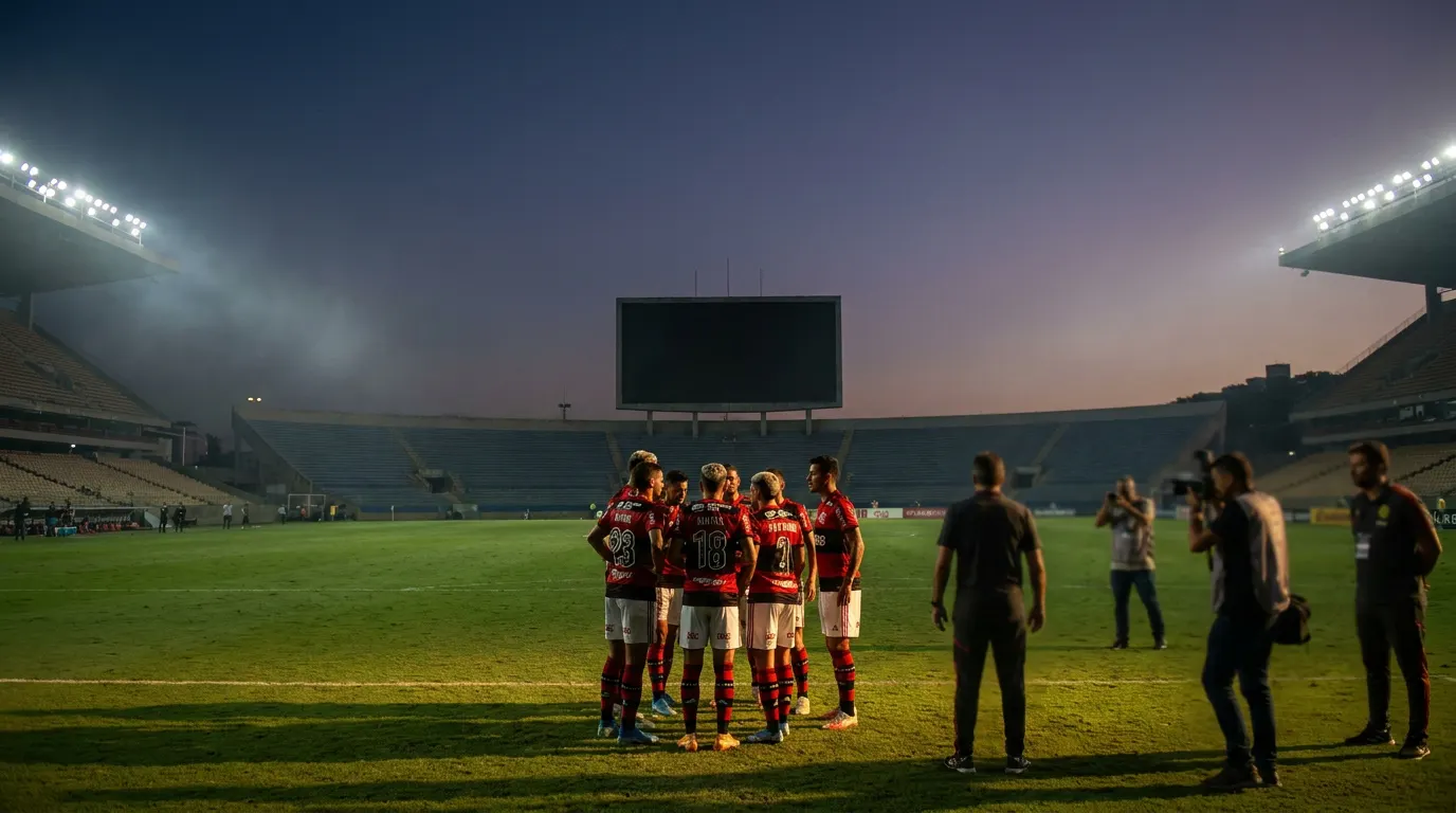 Jogadores do Flamengo comemorando classificação às quartas de final da Copa Libertadores 2026 no Maracanã
