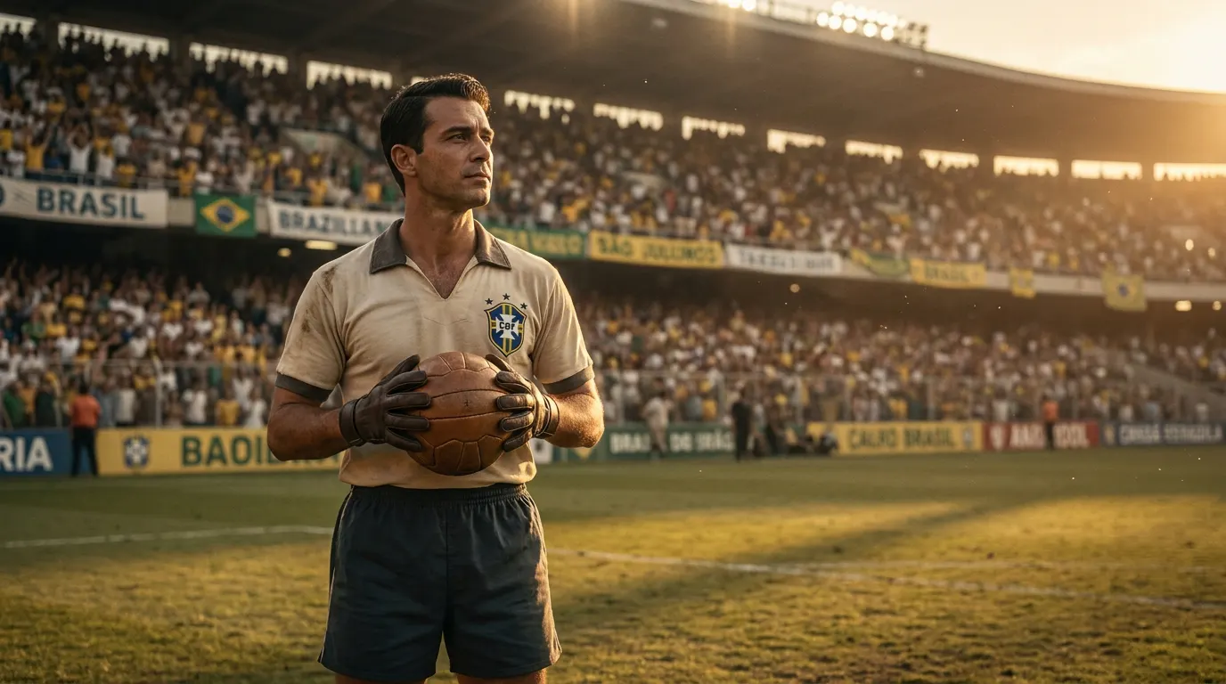 Goleiro da Seleção Brasileira em defesa espetacular durante a Copa do Mundo de 1958, homenagem a Gylmar dos Santos Neves