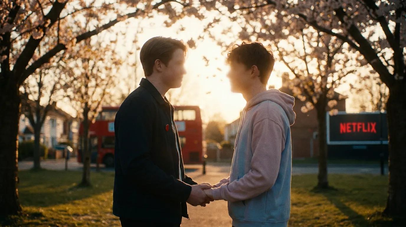 Kit Connor e Joe Locke como Nick e Charlie no colégio Truham em Heartstopper para Sempre, filme da Netflix
