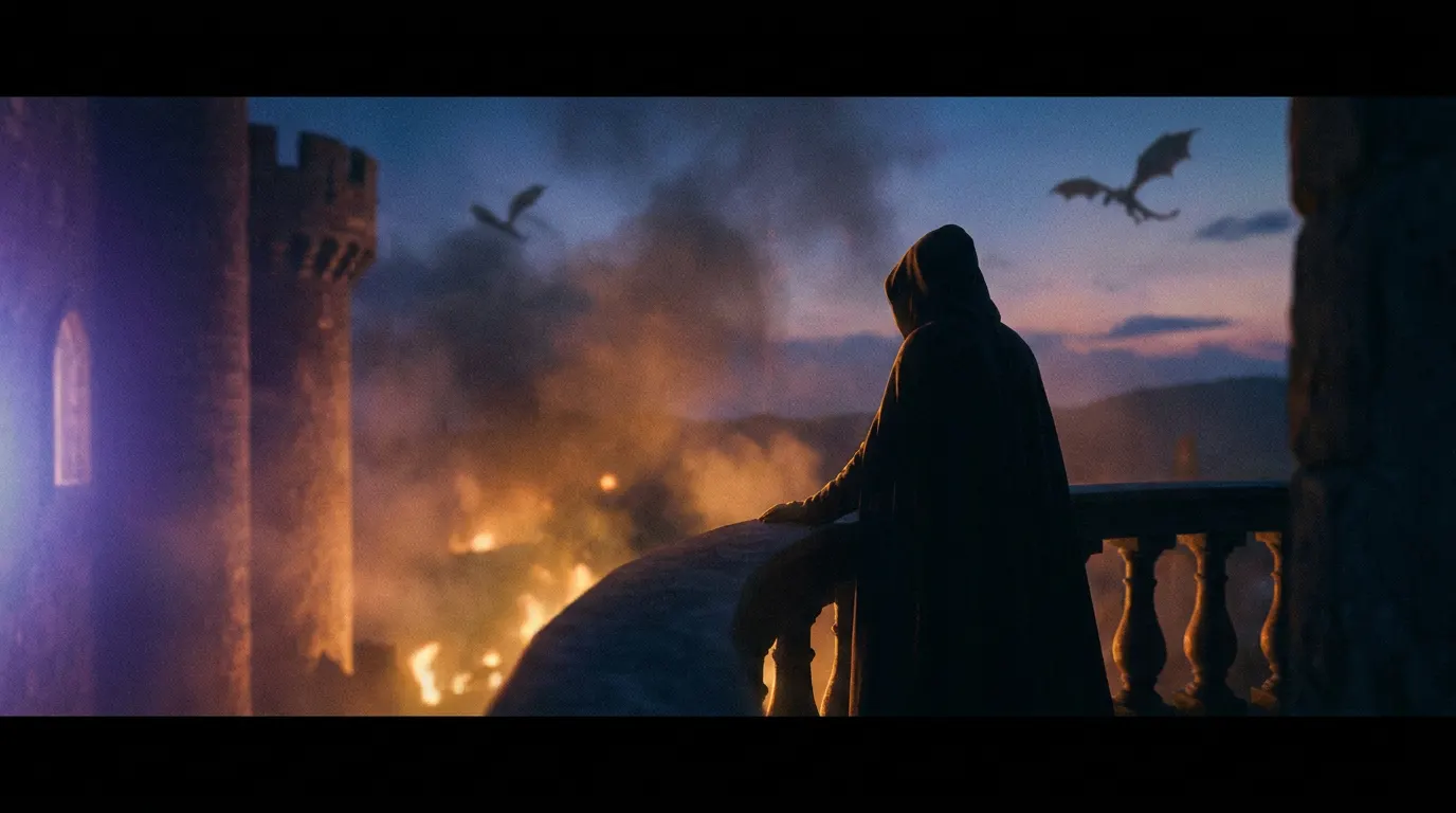 Emma D'Arcy como Rhaenyra Targaryen no Trono de Ferro em House of the Dragon 3ª temporada