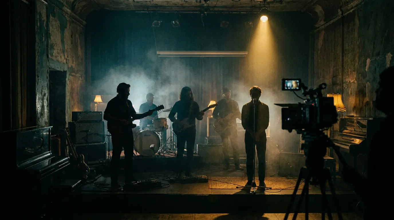 Banda Hover em sessão ao vivo na Região Serrana do Rio de Janeiro, cenário do álbum Desentristecer