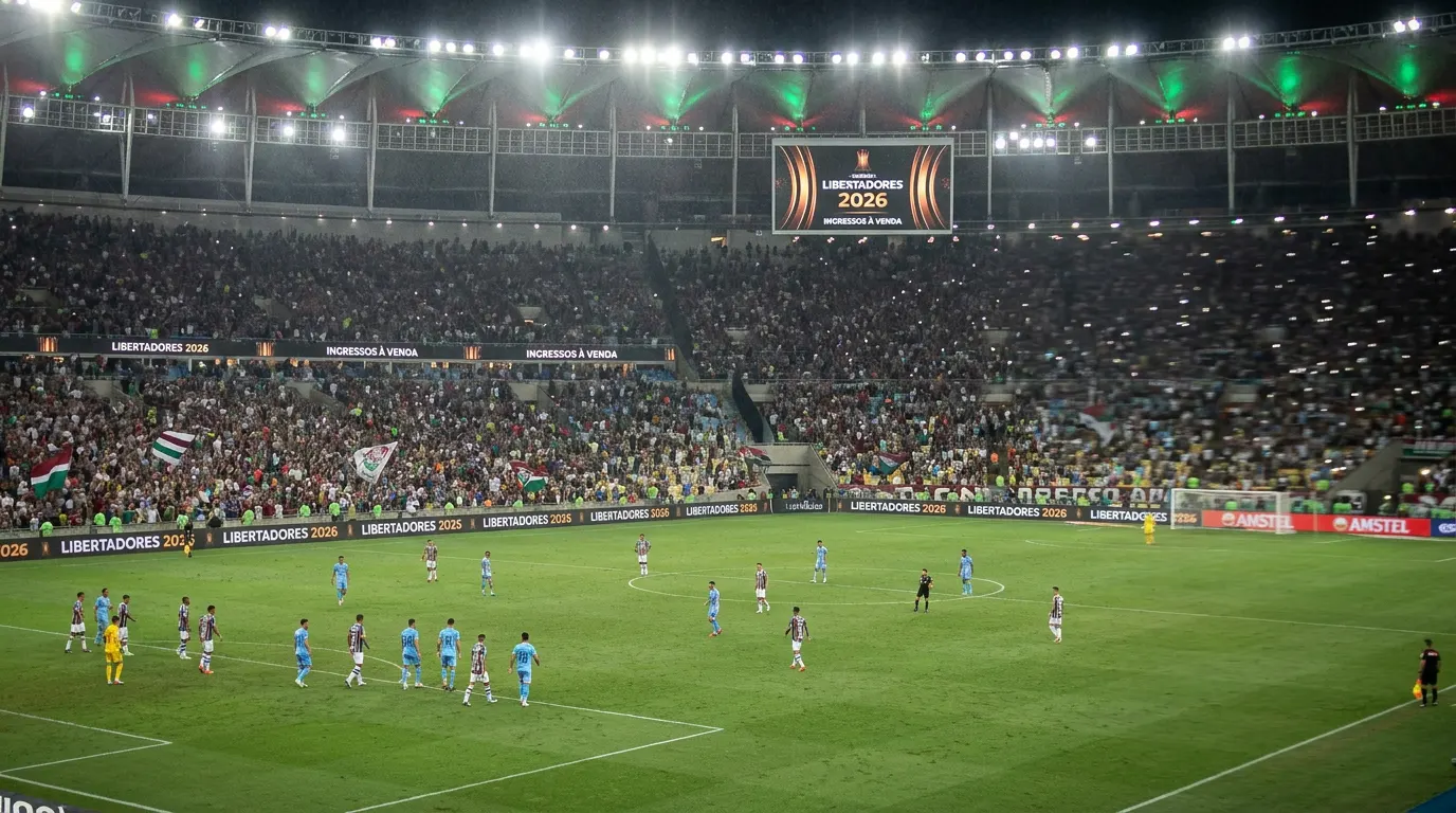 Torcida do Fluminense lotando o Maracanã em noite de Conmebol Libertadores 2026