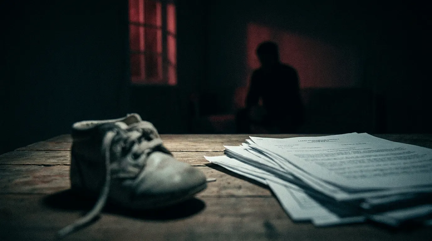 Estrada rural do Texas ao entardecer com luzes de viatura policial, cena do documentário true crime Instinto Materno da Netflix 2026