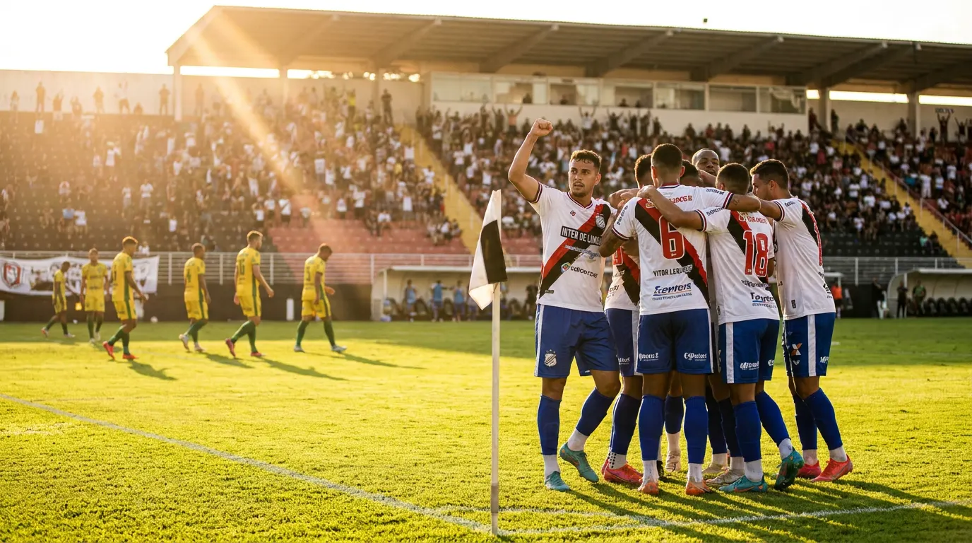 Jogador da Inter de Limeira celebra gol da virada sobre o Ypiranga-RS na rodada 9 da Série C 2026 no Estádio Major José Levy Sobrinho