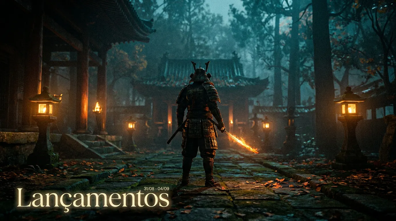 Montagem dos lançamentos da semana: Onimusha Way of the Sword, The Blood of Dawnwalker e NBA 2K27 em PS5, Xbox Series, Switch 2 e PC