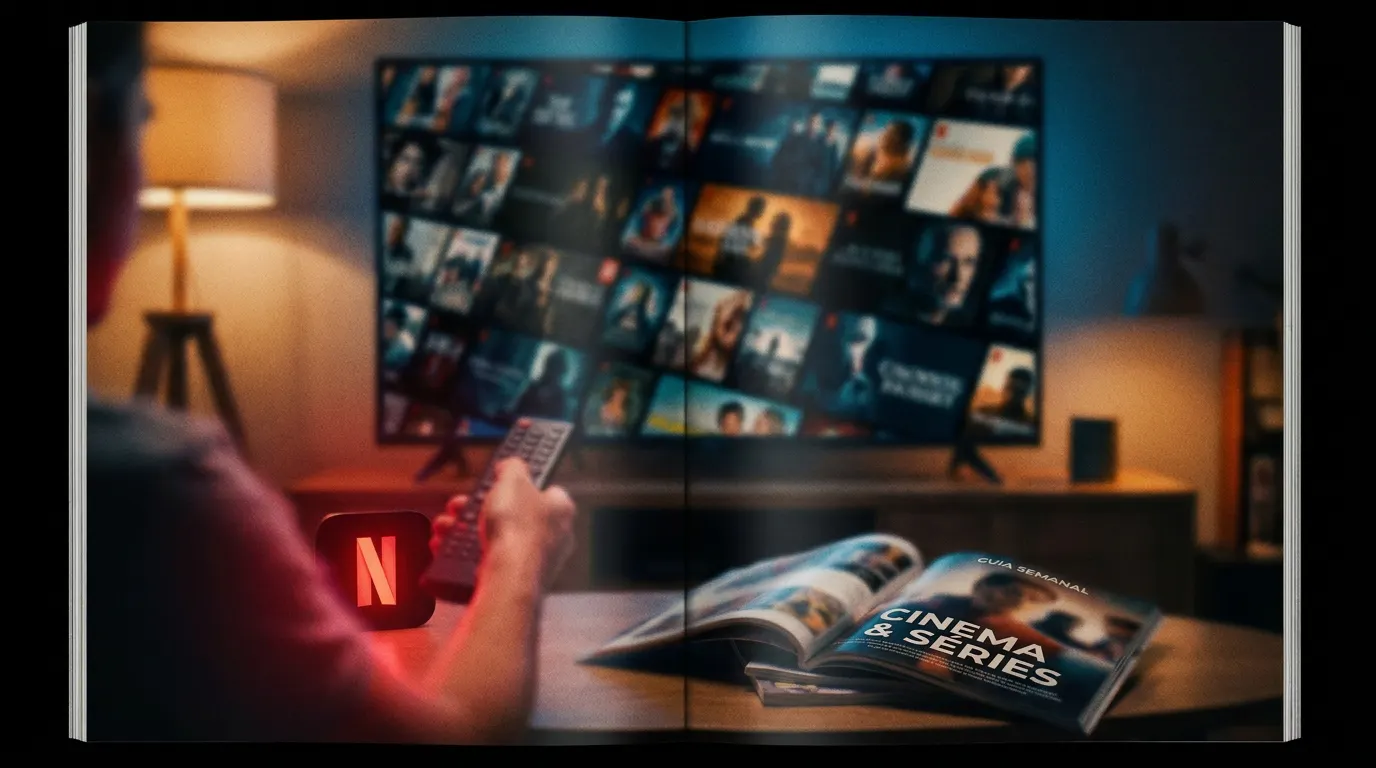 Sala de cinema em casa com iluminação vermelha estilo Netflix para os lançamentos da semana
