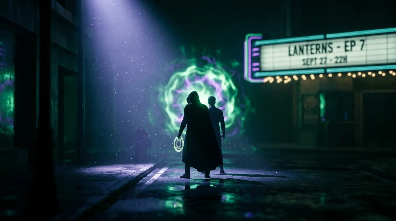 Kyle Chandler como Hal Jordan e Aaron Pierre como John Stewart em cena da série Lanternas da HBO Max 2026