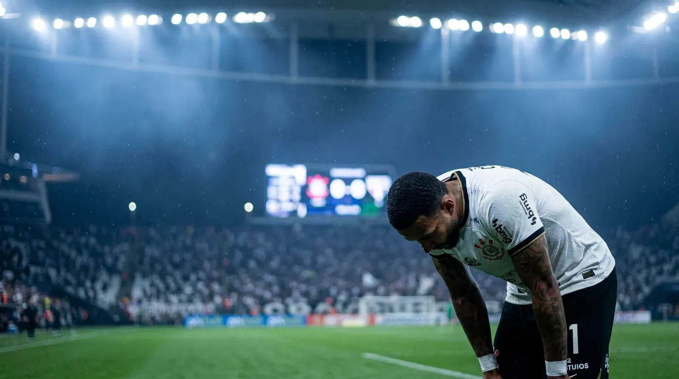 Camisa de atacante estrangeiro sobre banco em estádio vazio — simbolizando o debate sobre custo-benefício de Memphis no Corinthians