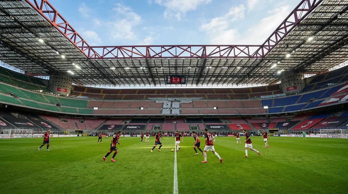 Christopher Nkunku comemorando gol pelo Milan no San Siro na última rodada da Serie A 2025/26