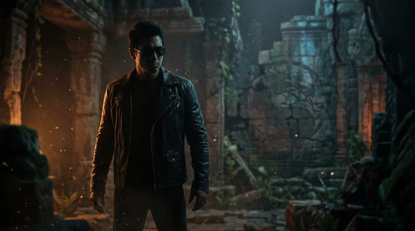 Karl Urban como Johnny Cage em cena de Mortal Kombat II, filme de 2026 da Warner Bros.