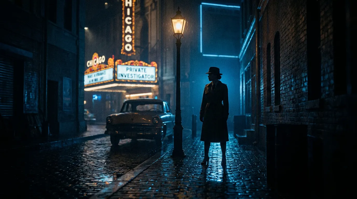 Maria Sten como Frances Neagley em cena noturna de Chicago — spin-off de Reacher no Prime Video