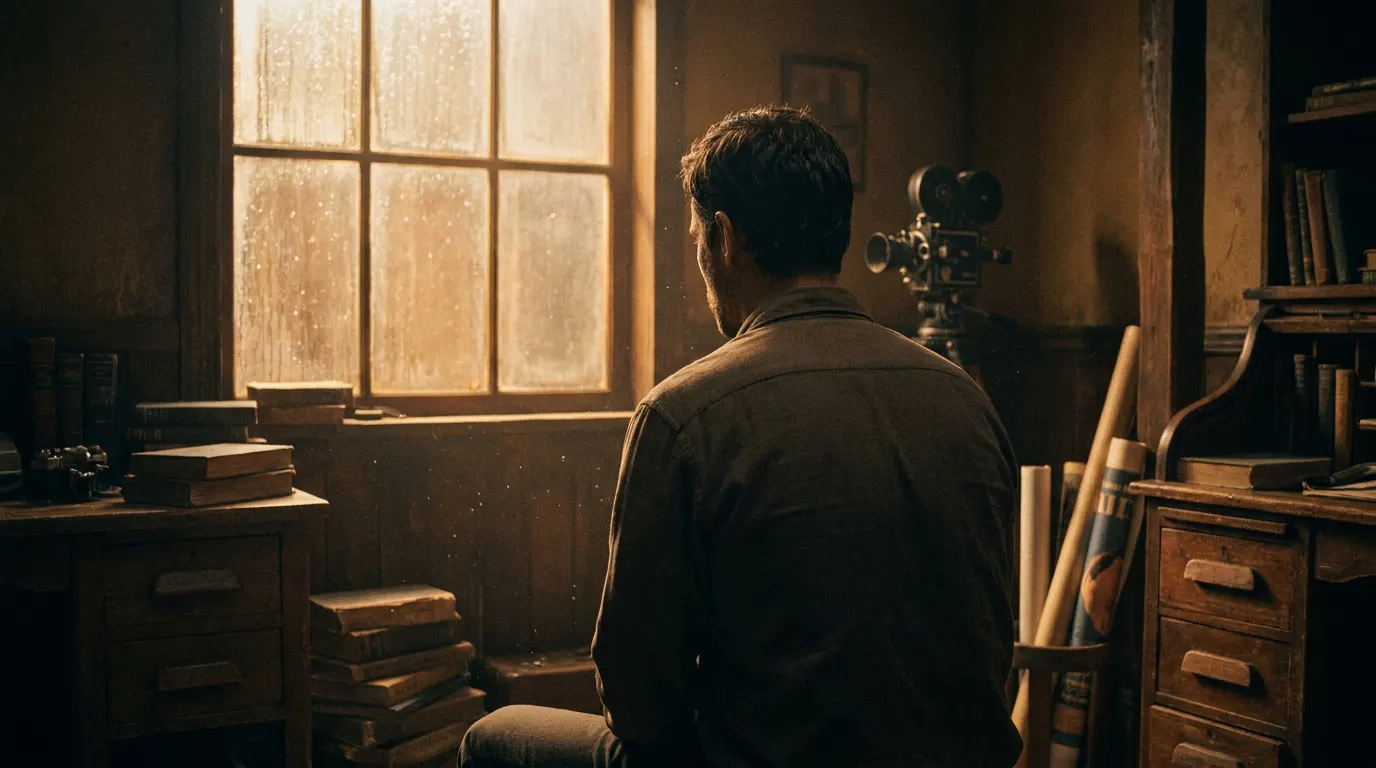 Cena emocional de drama familiar tamíl ao entardecer — Nooru Saami, filme de Sasi com Vijay Antony em 2026