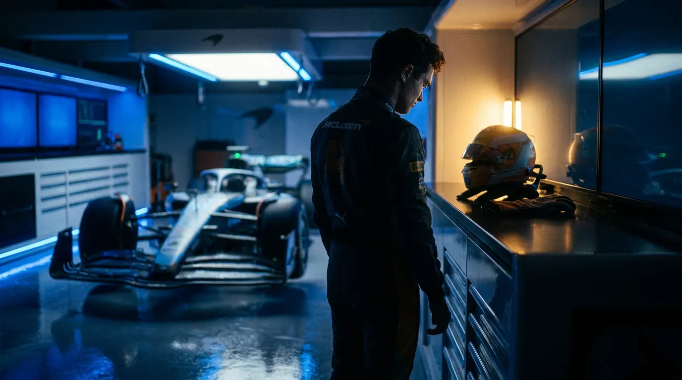 Lando Norris com o troféu de campeão mundial de F1 2025 — documentário Prime Video