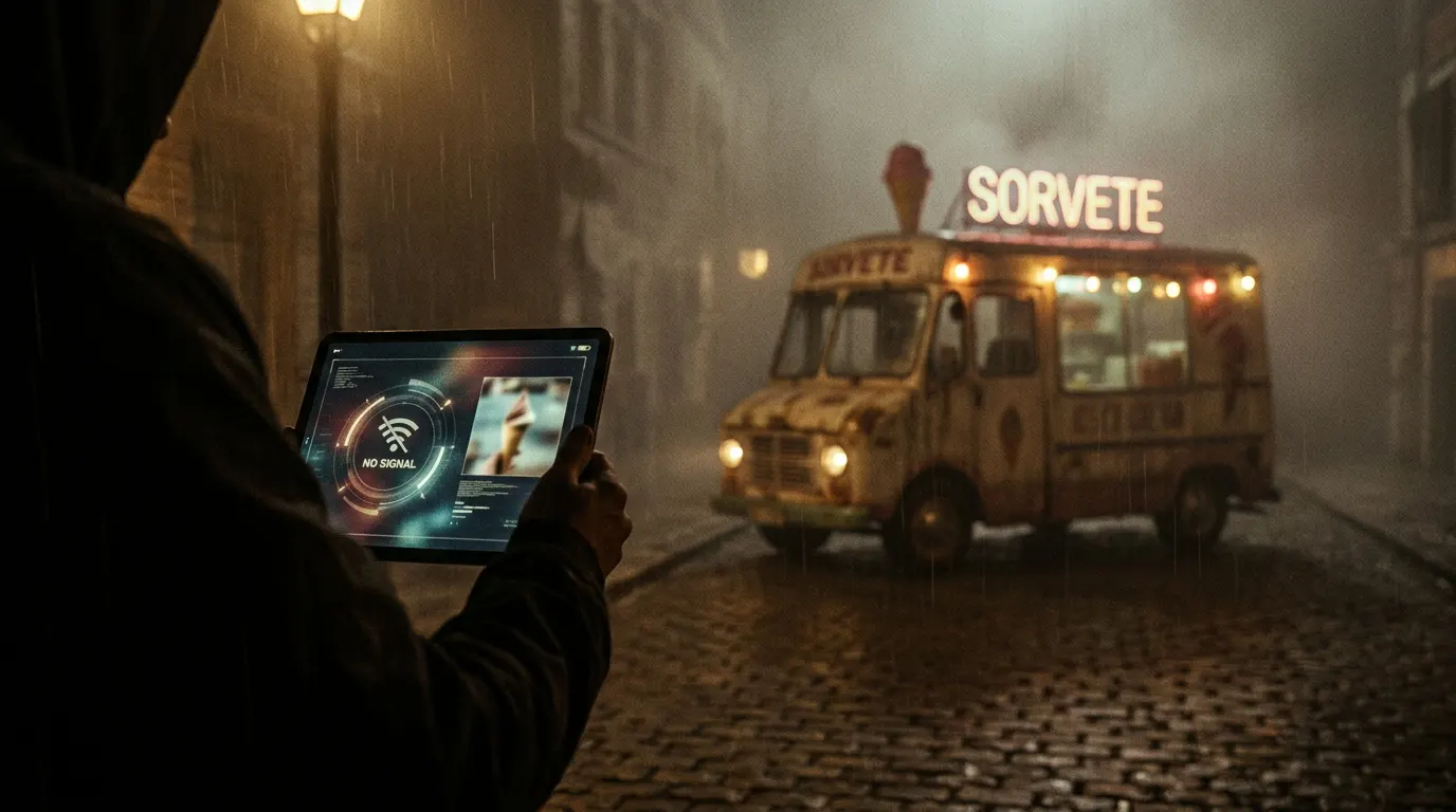 Ari Millen como O Sorveteiro Jonathan Smiley ao lado do caminhão de sorvete no terror de Eli Roth de 2026