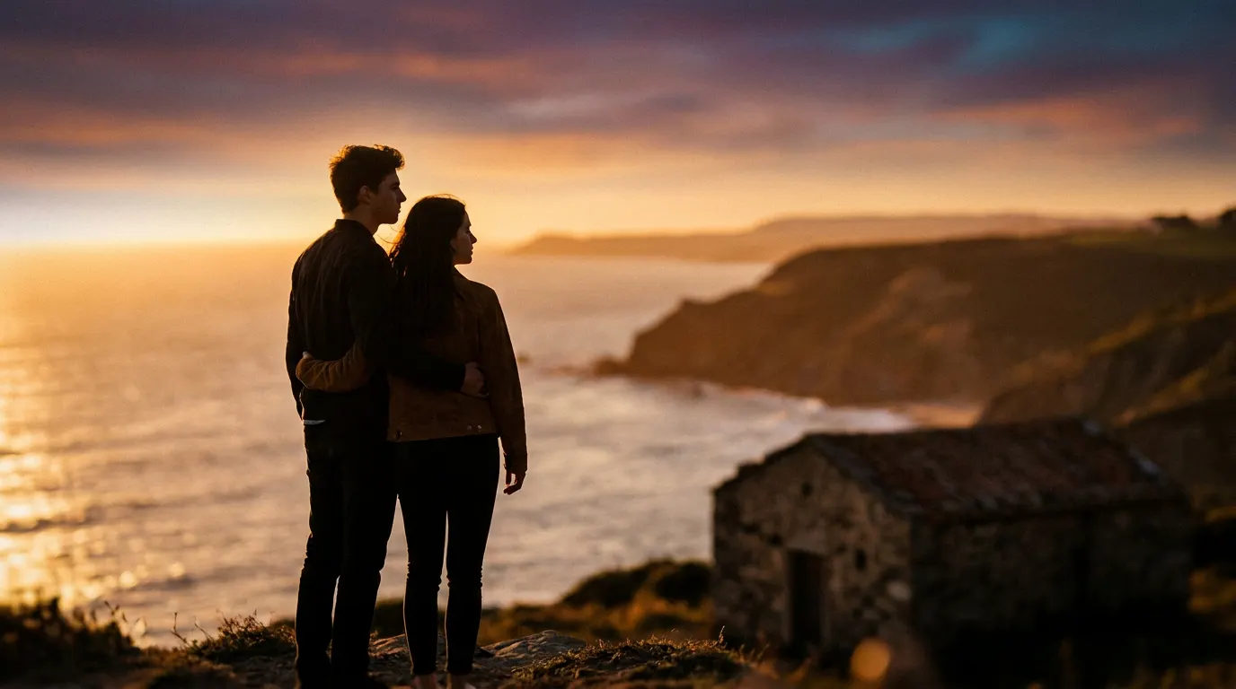 Maia Reficco como Ry na praia de Maiorca em O Último Nascer do Sol, filme de romance do Prime Video baseado no livro de Anna Todd