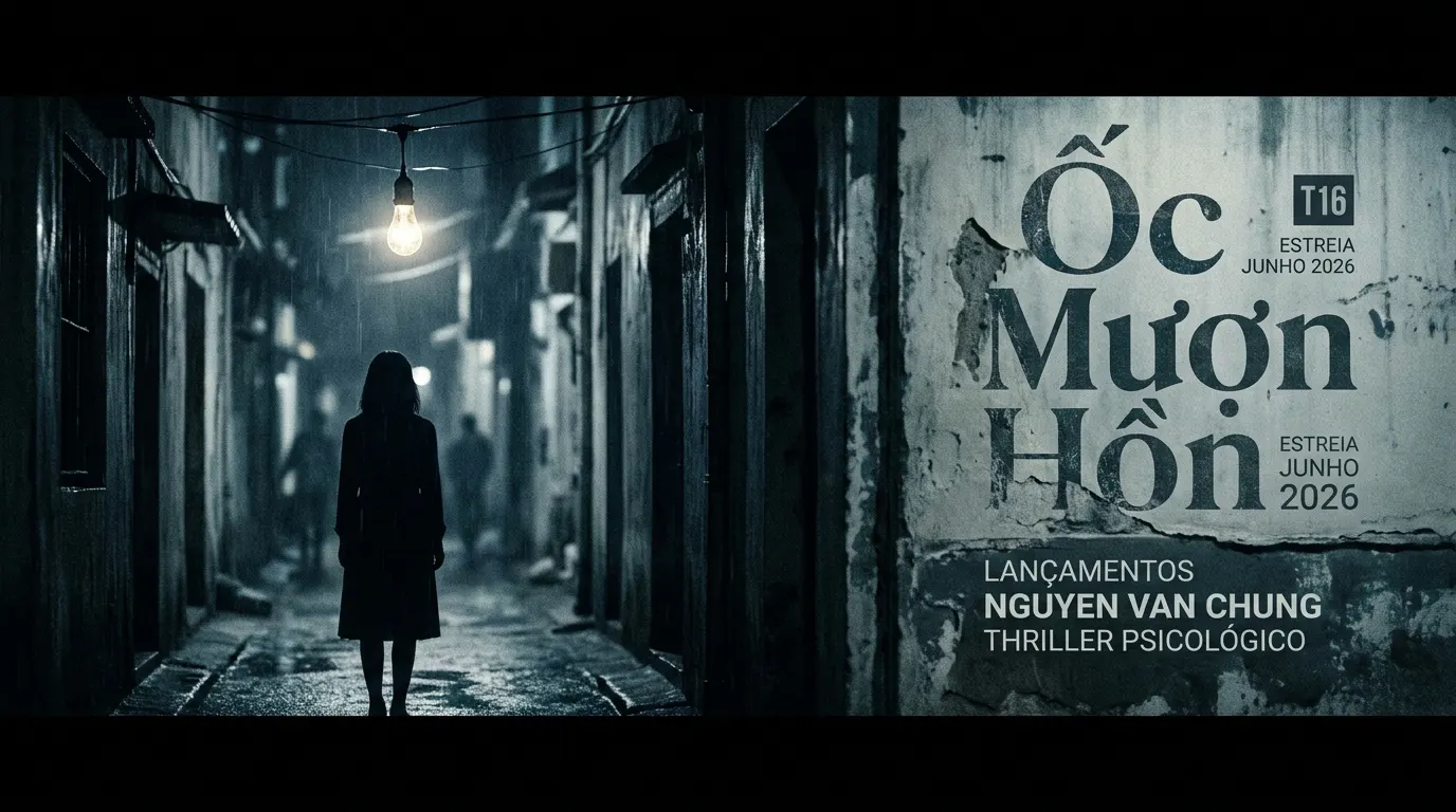 Cena dramática do thriller psicológico vietnamita Ốc Mượn Hồn (2026) com elenco principal em clima de tensão