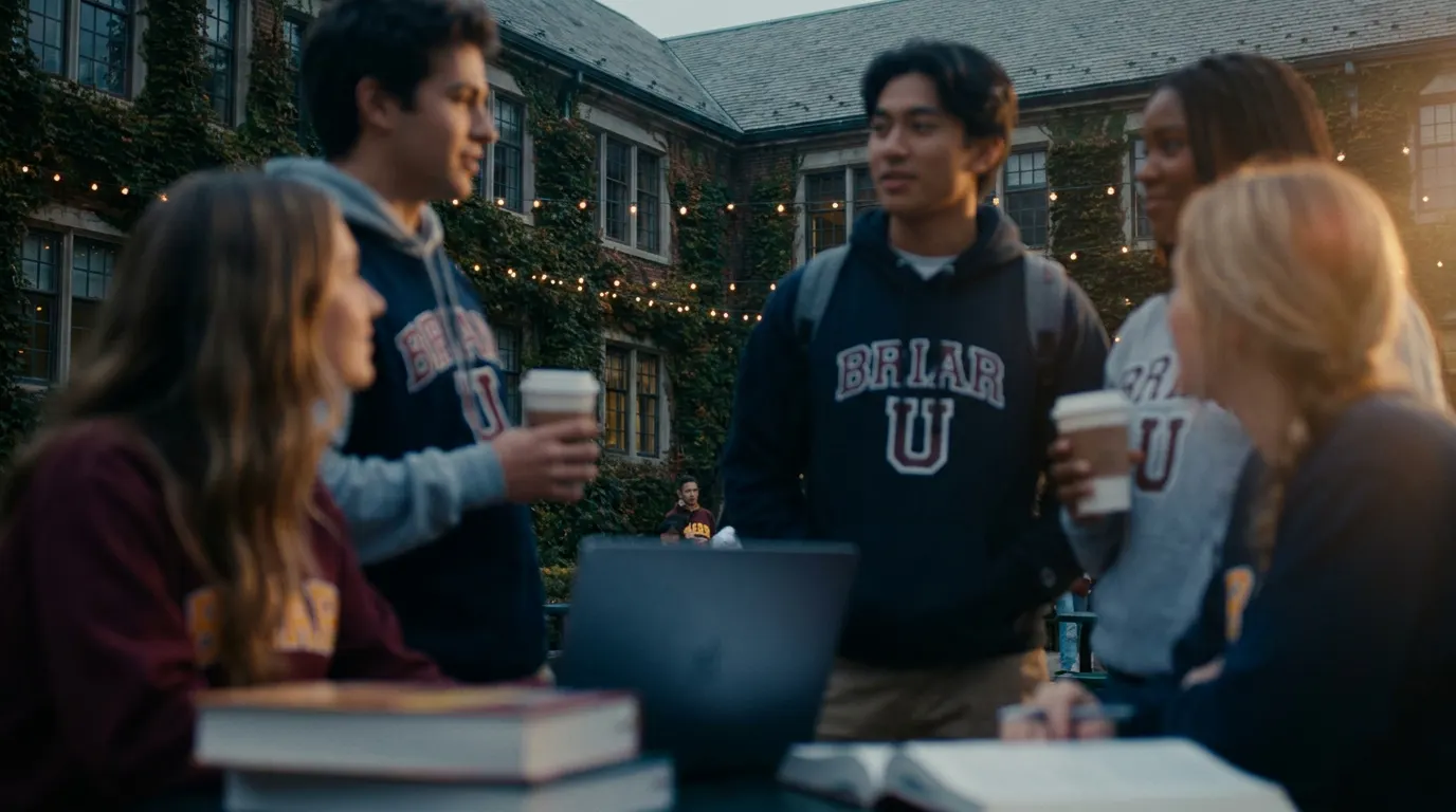 Ella Bright e Belmont Cameli como Hannah e Garrett em Off Campus, série de romance universitário do Prime Video com 100% no Rotten Tomatoes