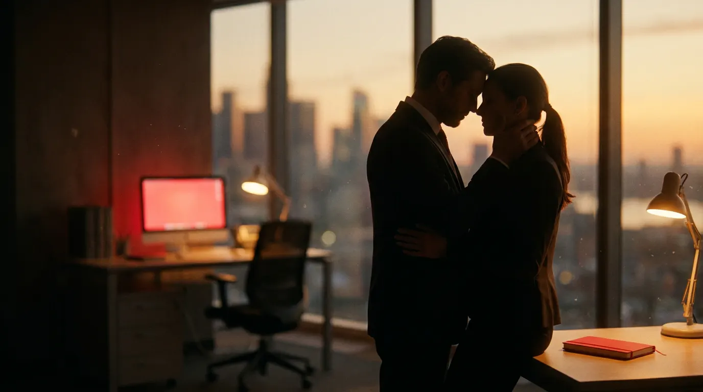 Jennifer Lopez e Brett Goldstein em cena de escritório corporativo em Paixão de Escritório, nova comédia romântica da Netflix