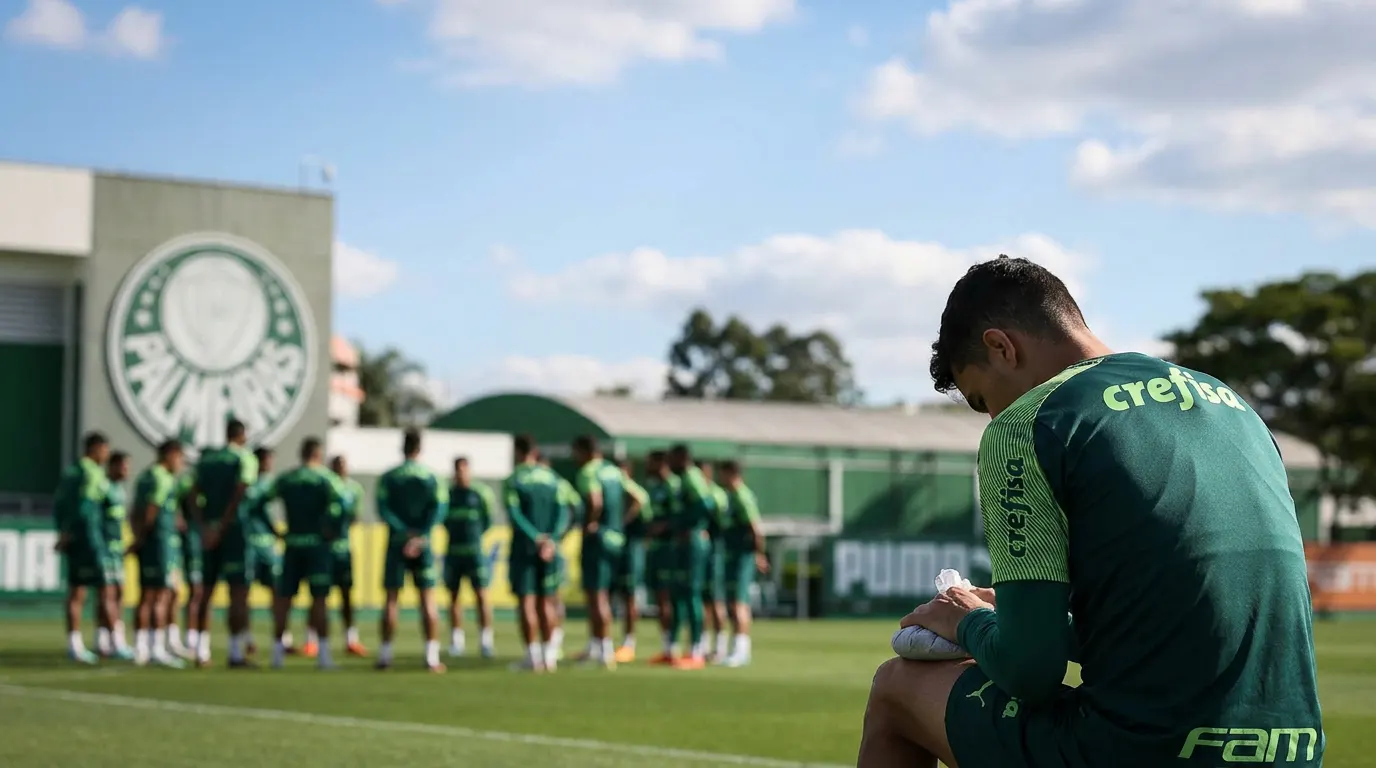 Abel Ferreira na beira do campo do Allianz Parque durante jogo da Libertadores 2026 com torcida do Palmeiras ao fundo