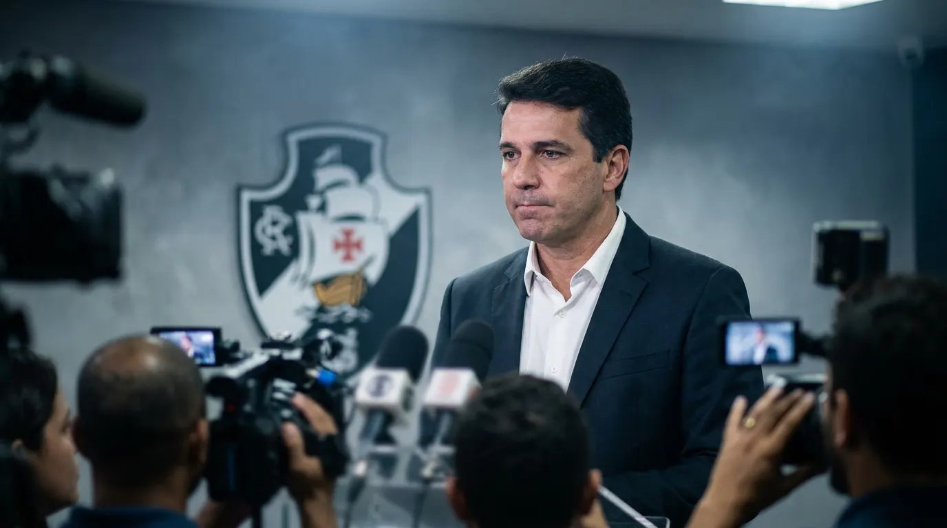 Pedrinho, presidente do Vasco da Gama, no São Januário — cinco técnicos demitidos na gestão
