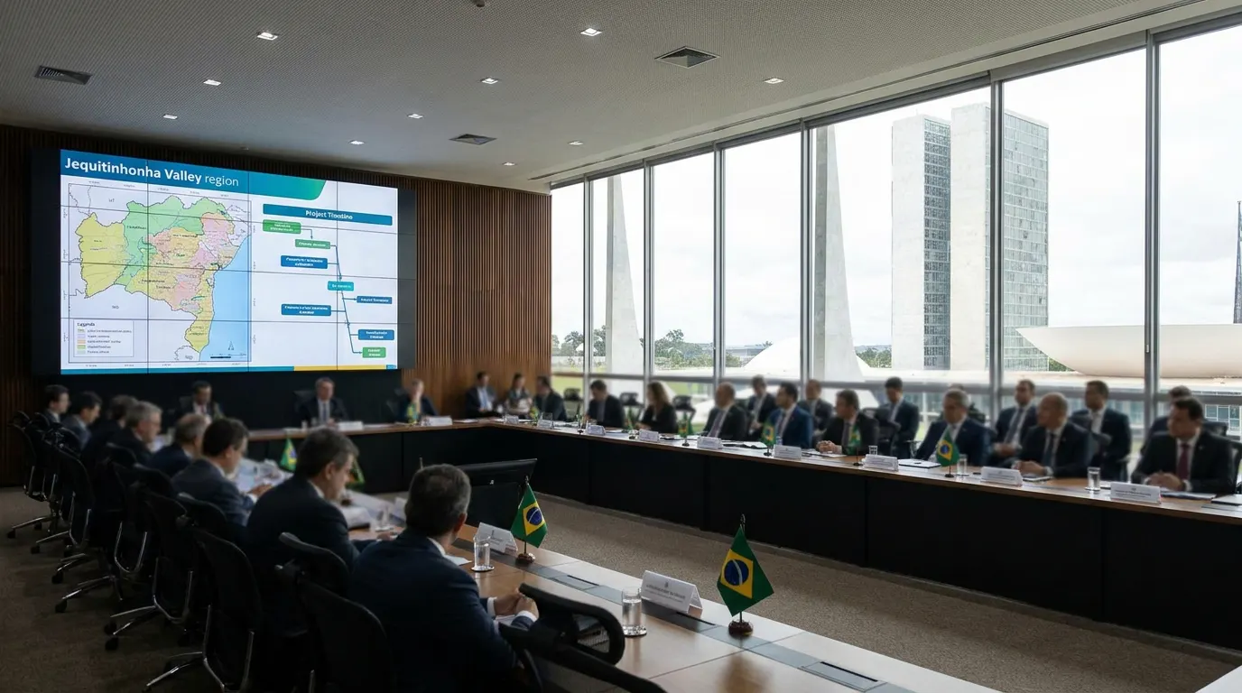 Vista aérea do Vale do Jequitinhonha no norte de Minas Gerais, com reunião do Grupo de Trabalho Interministerial ao fundo — plano de desenvolvimento regional