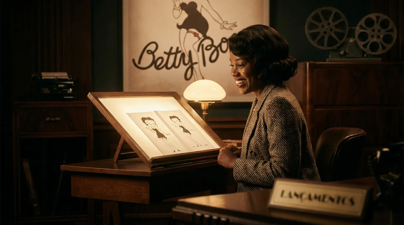 Quinta Brunson caracterizada como Betty Boop em cenário art deco dos anos 1930, representando o novo filme em desenvolvimento pela Fifth Chance Productions