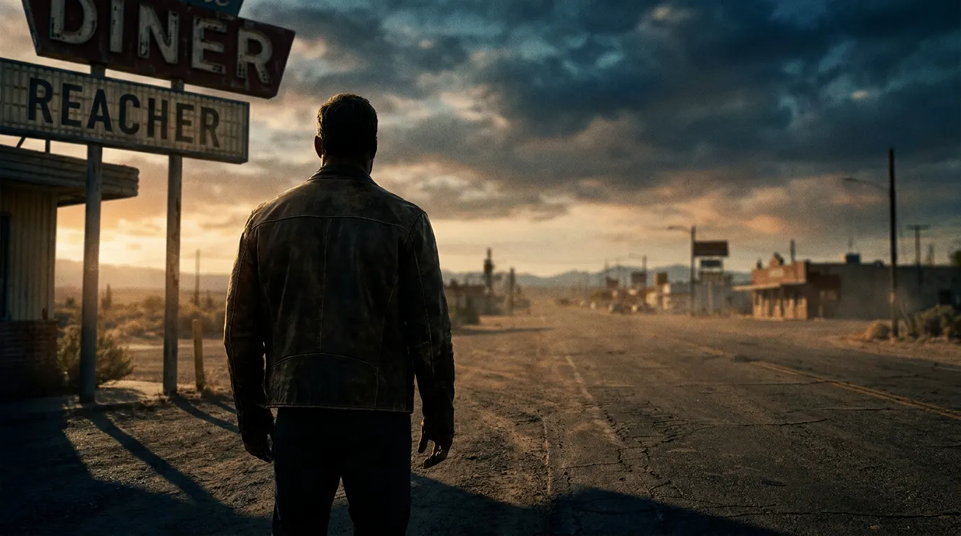 Alan Ritchson como Jack Reacher em plataforma de metrô — cena da 4ª temporada do Prime Video