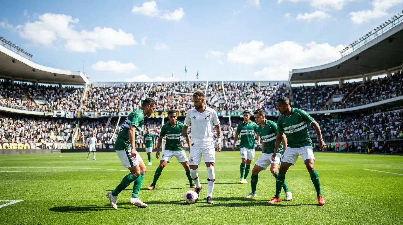Neymar comemorando gol com a camisa do Santos na Neo Química Arena pelo Brasileirão 2026