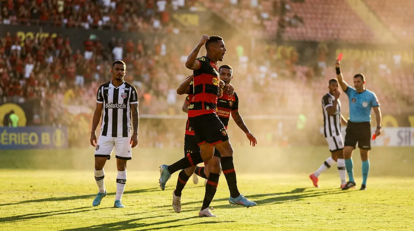 Chrystian Barletta celebra gol de pênalti pelo Sport Recife na Série B 2026 na Ilha do Retiro