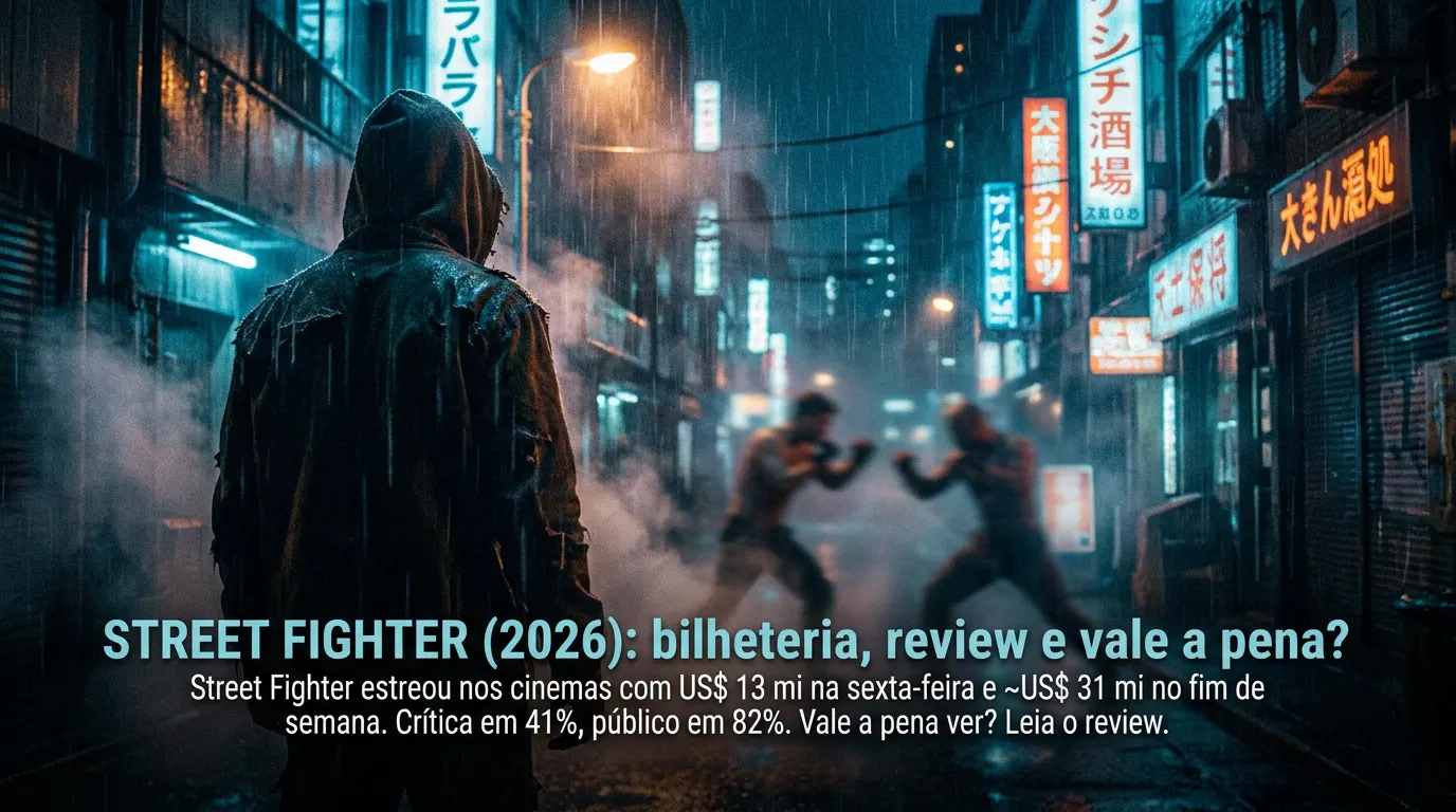 Andrew Koji como Ryu no filme Street Fighter 2026, executando o Hadouken em arena de torneio com iluminação dramática