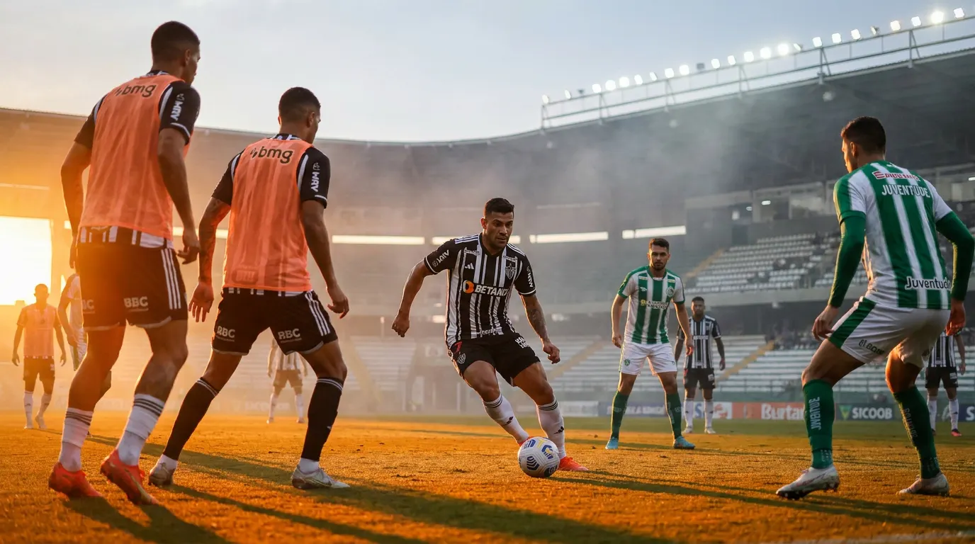 Estádio sul-americano lotado à noite com atmosfera dramática em duelo da Copa Sul-Americana