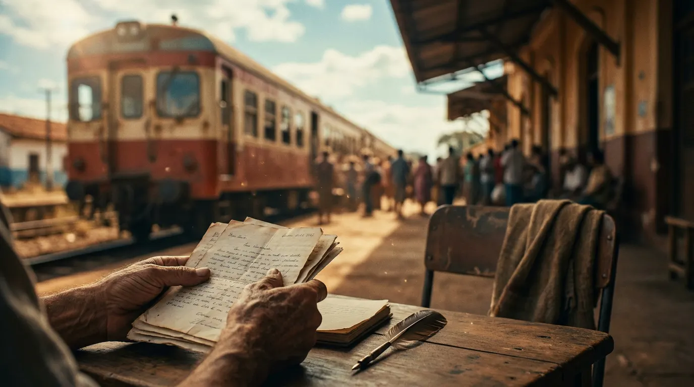 Vinícius de Oliveira em cena inspirada em Central do Brasil, ao fundo estação ferroviária brasileira — cinema nacional na Tela Brasil