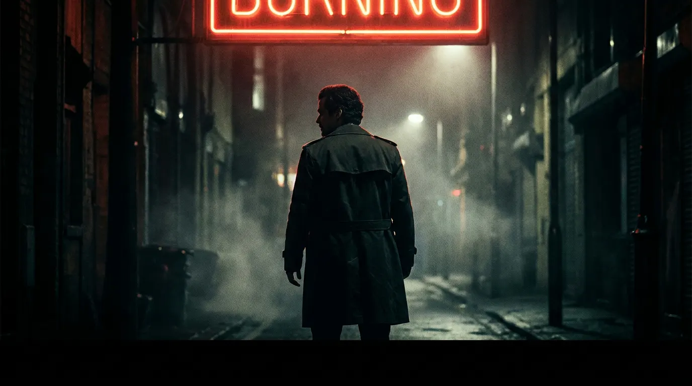 Silhueta de homem em corredor urbano noturno — estética de suspense psicológico do novo filme da Netflix com Wagner Moura